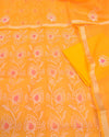 Indiehaat|Kota Doria Embroidered Orange Suits(Top+Bottom+Dupatta)