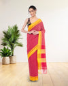 Handloom Mark Patteda Anchu Bold Red Cotton Saree