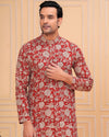 Indiehaat | BlockPrinted Cotton Kurta Pyjama Red