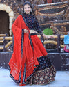 Indiehaat | Blockprinted Cotton Red & Black Lehanga Choli Set