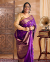 Indiehaat | Banarasi Silk Purple Saree Jaquard Weaving With Running Blouse
