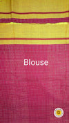 Patteda Anchu Handloom Mark Certified Pure Cotton Red Saree with Running Blouse-Indiehaat