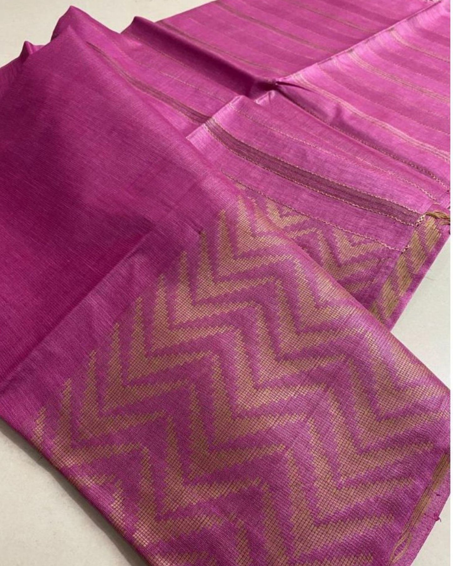 2235-Silkmark certified Chanderi Silk Pink Saree with Running Blouse