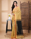 Indiehaat | Resam Silk Yellow Saree Handloom Weaving