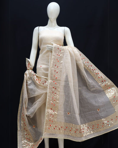 Indiehaat | Kota Cotton Gota Patti Peach Suit Set