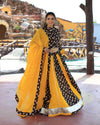 Indiehaat | Blockprinted Cotton Black & Yellow Lehanga Choli Set