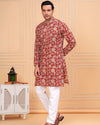 Indiehaat | BlockPrinted Cotton Kurta Pyjama Red