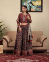 Indiehaat | BlockPrinted Maroon & Blue Lehanga Choli Set