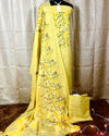 Indiehaat | Khadi Cotton Embroidered Yellow Suit | Unique Suit