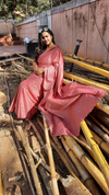 Katan Dupion Silk Weaving Design Handcrafted Saree Parrot Pink Colour with Running Blouse-Indiehaat