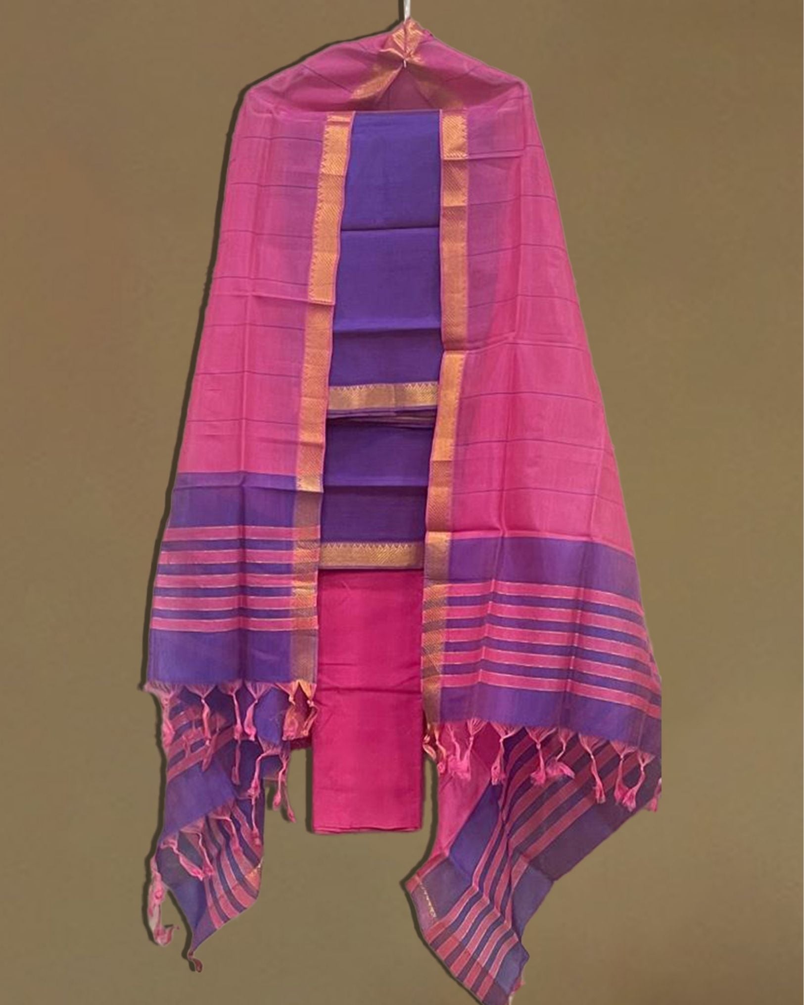 Pure Hot Pink Handloom Mangalagiri Cotton suits dress materials