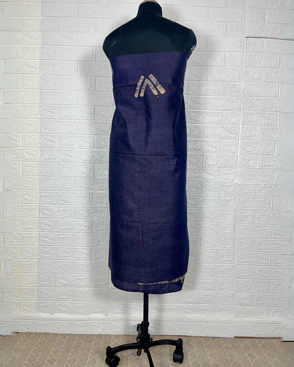 6813-Khadi Cotton Batik Handblock Print Suit Piece Blue and Multi Color with Bottom and Dupatta