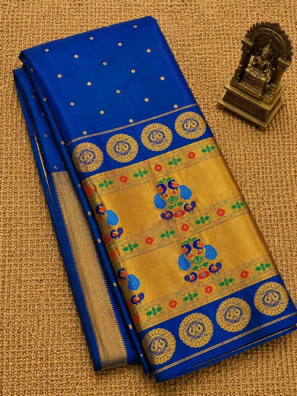 Rajdhara Handloom Paithani Silk Saree Royal Blue