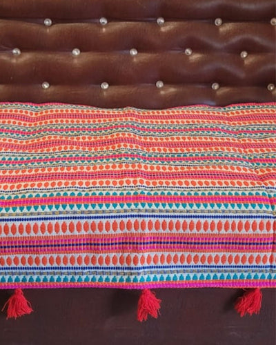 Indiehaat | Khamma Ghani Cotton Pink Sofa Throw | Comfort Space