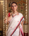 Indiehaat | Mul Cotton Jamdani Weaving White Saree