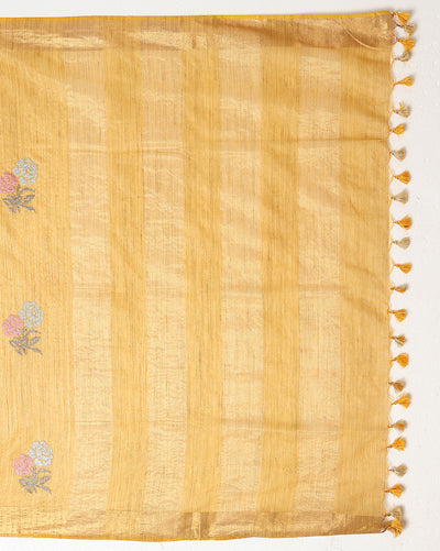 Indiehaat | Banswara Cotton Silk Saree Yellow