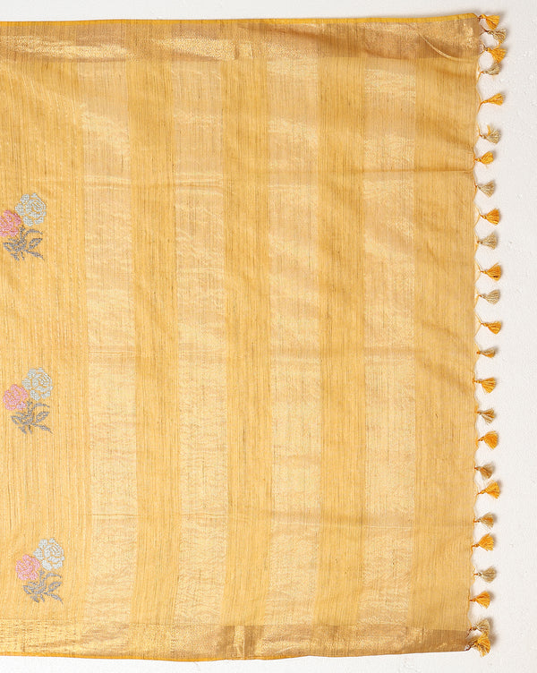 Indiehaat | Banswara Cotton Silk Saree Yellow