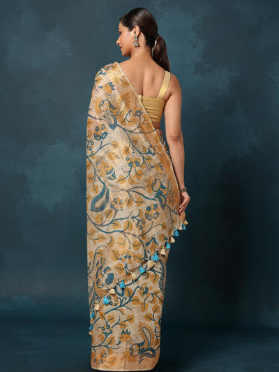 Indiehaat | Banswara Cotton Silk Saree Beige