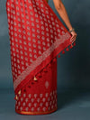 Indiehaat | Blockprint Katan Silk Saree Red