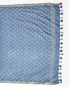 Indiehaat | Blockprint Katan Silk Saree Blue