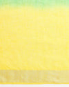 Indiehaat | Pure Linen Hand Ombre Dyed Saree Blue Yellow
