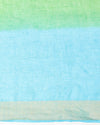 Indiehaat | Pure Linen Hand Ombre Dyed Saree Blue Yellow