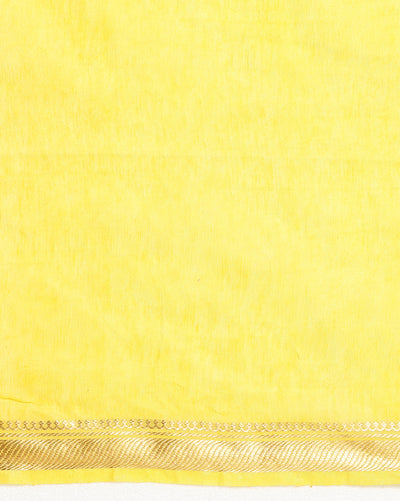 Indiehaat | Silk Linen Embroidery Saree Yellow
