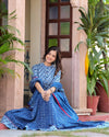 Indiehaat | Festive Fusion Lehanga Choli Set Deep Indigo BlockPrinted