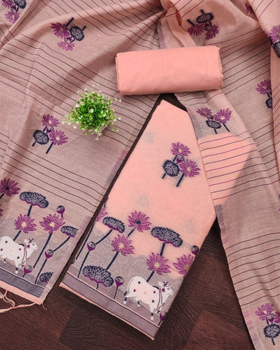 Indiehaat | Banarasi Cotton Brocade Suit Blue