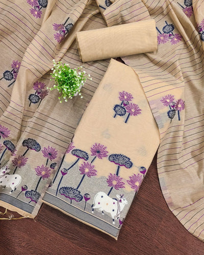 Indiehaat | Banarasi Cotton Brocade Suit Green