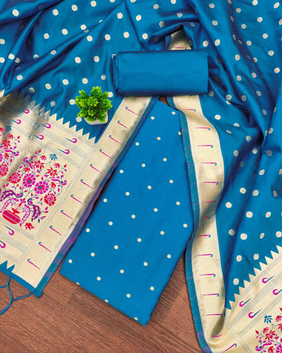 Indiehaat | Banarasi Lichi Silk Blue Brocade Suit