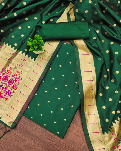 Indiehaat | Banarasi Lichi Silk Green Brocade Suit