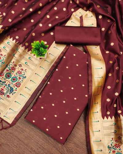 Indiehaat | Banarasi Lichi Silk Brown Brocade Suit