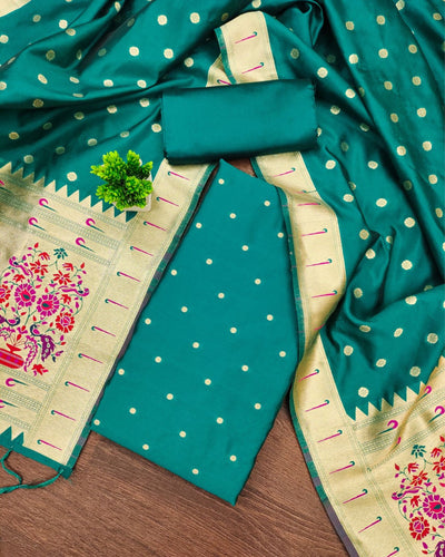 Indiehaat | Banarasi Lichi Silk Blue Brocade Suit