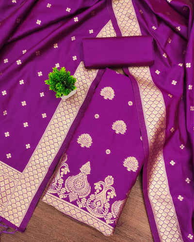 Indiehaat | Banarasi Brocade Lichi Silk Violet Suit