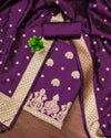 Indiehaat | Banarasi Brocade Lichi Silk Purple Suit