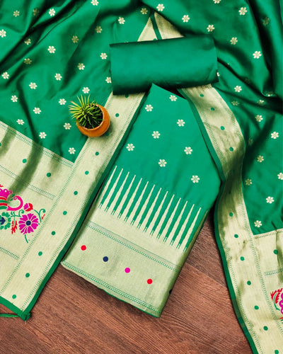 Indiehaat | Banarasi Lichi Silk Brocade Suit Green