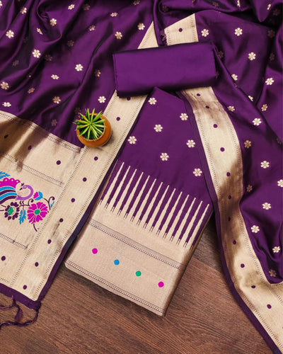 Indiehaat | Banarasi Lichi Silk Brocade Suit Purple