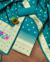 Indiehaat | Banarasi Lichi Silk Brocade Suit Sky Blue