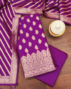 Indiehaat | Banarasi Lichi Silk Purple Suit Brocade Weaving