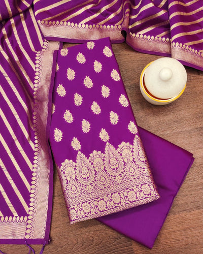 Indiehaat | Banarasi Lichi Silk Purple Suit Brocade Weaving