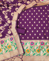 Indiehaat | Banarasi Lichi Silk Brocade Purple Suit