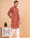 Indiehaat | BlockPrinted Cotton Kurta Pyjama Red