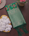 Indiehaat | Banarasi Lichi Silk Brocade Dupatta Green