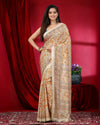 Indiehaat | Kashmiri Silk Yellow Printed Saree