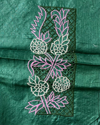 Silkmark Certified Kinetic Pure Tussar Cutwork Beige Saree