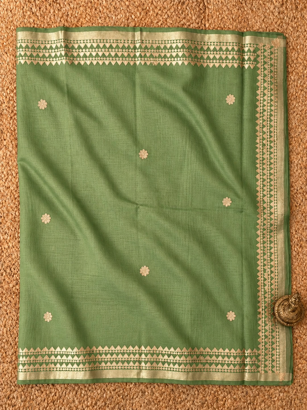 Indiehaat | Kota Doria Saree Gota Patti Buti Embroidery Green