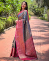 Indiehaat | Kanchipuram Tissue Silk Zari Woven Gray Saree