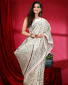 Indiehaat | Kashmiri Silk Off White Printed Saree