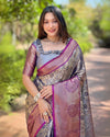 Indiehaat | Pure Tissue Silk Zari Woven Silver Saree